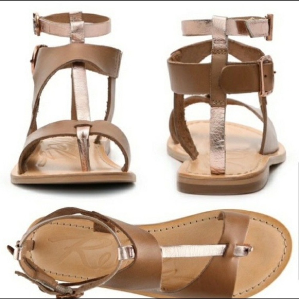 Rebels France Metallic Gold Leather Sandals